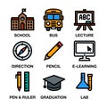 EDUCATION & SCHOOL ICON SET [Editable stroke. 48Ãâ48 Pixel Perfect.] Royalty Free Stock Photo
